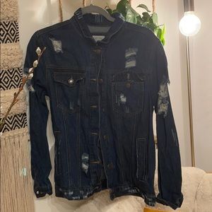 Oversize ripped jean jacket